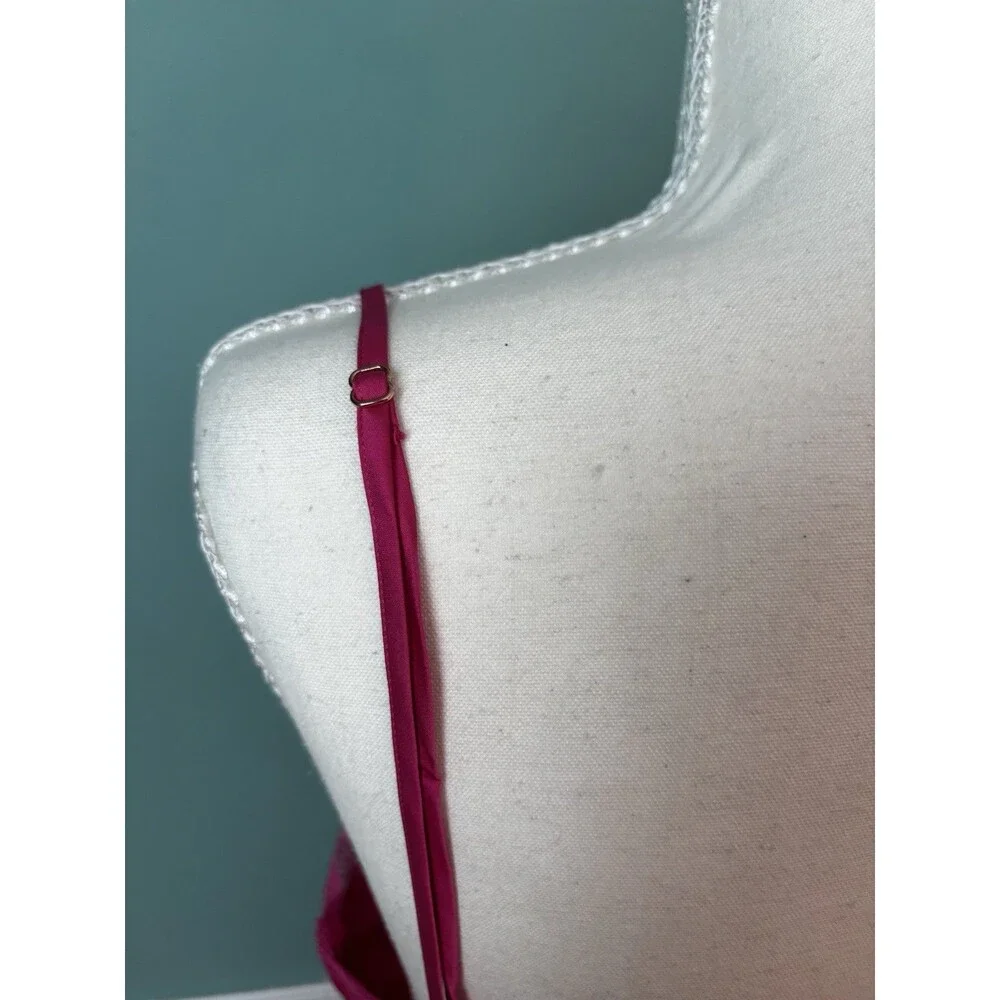 Y2K Barbiecore Satin Lace Trim Slip Chemise Nightgown Hot Pink XL NWT